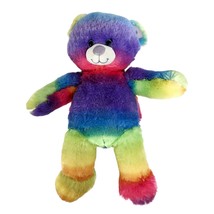 Build A Bear Rainbow Stripe Teddy Bear Plush Stuffed Animal Glitter Feet 16” BAB - $3.95