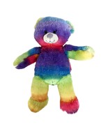 Build A Bear Rainbow Stripe Teddy Bear Plush Stuffed Animal Glitter Feet... - $3.95