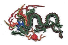 Green Dragon Figure Embroidered Die Cut Patch, NEW UNUSED - £6.16 GBP