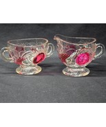 Vintage Westmoreland Della Robbia Creamer &amp; Sugar Bowl Flashed Embossed ... - €10,30 EUR