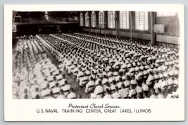 Chicago IL RPPC Protestant Church Naval Training Ctr Great Lakes  Postcard V27 - £5.47 GBP