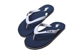 Polo Ralph Lauren Kids Girls Navy White Thong Flip Flop Sandals, Sz 4 Kids - £31.29 GBP