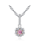 S925 Silver Necklace Moissanite and Pink Opal Pendant for Women SN0078 - £10.52 GBP