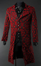 NWT Men&#39;s Black Red Brocade Victorian Goth Vampire Tailcoat Suit Jacket - £119.87 GBP