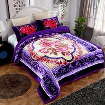 Purple 3pc Sherpa Plush Heavy Blanket Korean Style Blanket Winter - £97.28 GBP