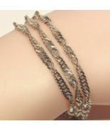 Italian SOLID STERLING SILVER 3 Strand Twisted Herringbone Chain Bracele... - $32.52