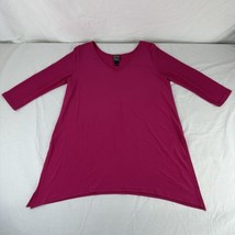 Clara Sun Woo Sz Small Pink Liquid Knit 1/2 Sleeve Blouse Shirt Top USA ... - £60.74 GBP