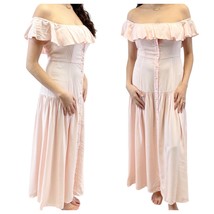 NEW Yumi Kim Womens S Spring Fling Maxi Dress Cameo Pink Tiered Off Shoulder  - £64.95 GBP