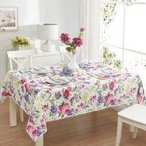 Rectangle Tablecloth 60 x 84 Inch Sophia Pom Pom Easter and Spring Wrink... - £43.08 GBP
