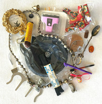 Junk Drawer Lot-Random Cool Stuff Vtg Figurine Necklace Spoon Needle-Wom... - $23.36