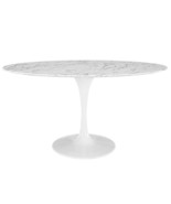 78&quot; White Oval Pedestal Stem Dining Table Faux Marble Top Made of Genuin... - €1.224,11 EUR