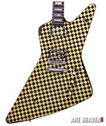 RICK NIELSEN-Yellow/Black Checkered Explorer 1:4 Scale Replica Guitar~Ax... - £26.11 GBP