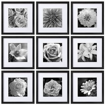 12X12 Picture Frames Set Of 9 Classic Gallery Wall Frame Set Displays 8X8 Photo  - $91.99
