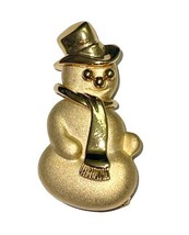 Vintage Gold Tone Smiling Happy Snowman Frosty Pin Brooch Unsigned - £15.97 GBP