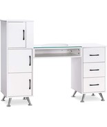 BarberPub Manicure Table Nail Makeup Desk with Drawers Storage Beauty Sa... - $461.86