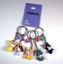 Claire&#39;s set of 5 BFF Puppies 3D keyring or bag clip NEW - £10.41 GBP