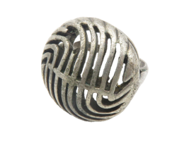 925 Sterling Silver  Vintage Dark Tone Swirl Dome Band Ring Sz 4.5  RG12082 - $78.93
