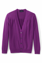 Lands End Women&#39;s Supima Dress Cardigan Sweater Cabbage Purple New - $29.99