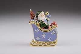 Keren Kopal Santa in Carriage Trinket box Decorated with Austrian Crystals - $1,271.05 MXN