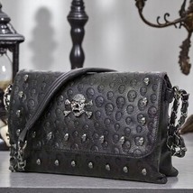 Gothic Skull Studded Black Crossbody Bag – Y2K Punk Halloween Clutch Purse - $30.68