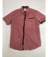 Craft+Flow Button Down Dress Shirt Short Sleeve Pink Red Mens Shirt Size... - £7.90 GBP