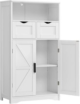 Weenfon Bathroom Cabinet, Floor Cabinet With 2 Doors &amp; 2 Drawers,, White - $142.96