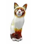 Balinese Wood Handicrafts Adorable White Feline Cat Purr Pet Figurine 8&quot;H - $38.36 CAD