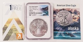 2021 S$1 T2 Silver Eagle Graded by NGC as MS-70 State Series Alaska - £92.87 GBP