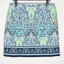 TALBOTS blue &amp; green paisley spring summer office skirt size 8 petite - $24.19