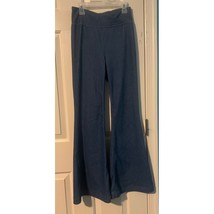 Blue High-Waisted Bell Bottom Flare Pants Retro Style Stretchy Size Peti... - $25.73