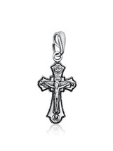 Sterling Silver 925 Pendant Orthodox Crucifix Cross Necklace Men 2.8cm/1.1&quot; - £15.59 GBP