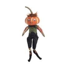 Kermit Pumpkin Head Boy Halloween Joe Spencer Gathered Traditions Art Doll - £46.48 GBP
