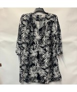 Sesoire Womens XL Black White Banana Leaf Print Tassel Top PREOWNED DD65 - $33.60 CAD