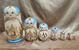 Gold Basswood Authentic Matryoshka Nesting Dolls 7 Pieces - £71.60 GBP