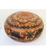 Hand Carved and Painted Gourd Box Peru Llamas and People Star Opening 7 ... - £16.65 GBP