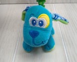 Infantino plush blue hanging puppy dog green hanging fabric loop baby toy - $5.19