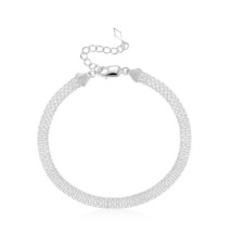 Shinny S925 Silver Tank Chain Sparkling Bracelet Choker Necklace Fashion Vintage - £56.01 GBP