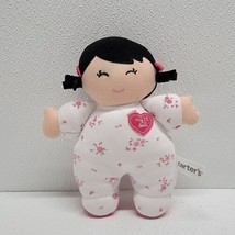 Carters My 1st Doll Black Hair Pigtails Floral Sleeper Baby Plush Rattle - £23.66 GBP