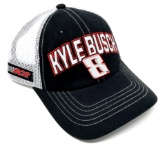 Nascar Racing Rcr #8 Kyle Busch Black White Mesh Curved Bill Snapback Hat Cap - £16.92 GBP