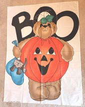 Vintage Daisy Kingdom Halloween Fabric Panel 1990 Boo Bear Pumpkin Cat 34&quot; x 46&quot; - £7.95 GBP