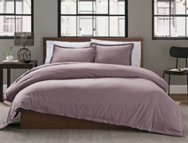 Garment Washed Solid Twin Duvet Cover Set in Lavender - £47.71 GBP