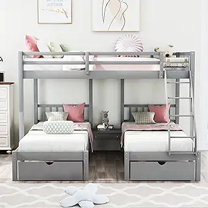 Bunk Bed,Full Over Twin &amp; Twin Szie Bunk Bed for Bedroom,Guest Room and ... - $1,274.99