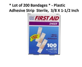 200 Count, Plastic Adhesive Bandages 3/8 X 1-1/2 Inch Band Aid Adhesive Strips - £15.47 GBP