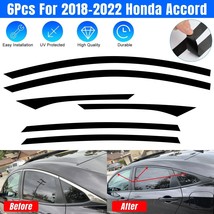 6Pcs Chrome Delete Blackout Window Trims For Honda Accord Sedan 2018-2022 Black - $21.99