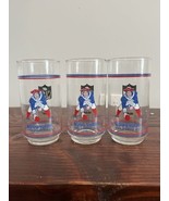 3 Vintage 80s Retro New England Patriots NFL Mobil Glasses Tumblers Cups... - £14.13 GBP