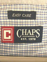 Chaps Easy Care Short Sleeve Casual Shirt Blue Plaid Size L - £7.79 GBP