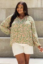 HEYSON She&#39;s Blossoming Full Size Balloon Sleeve Floral Blouse - £36.60 GBP