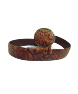 Landes Signature Vintage Tan Tooled Leather Croc &amp; Floral Embossed  BELT... - $43.74 CAD