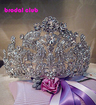 Gogeous Ultlarge Sparkling  Crystal Bridal Wedding Crown Tiaras,Married Jewelry  - £20.05 GBP