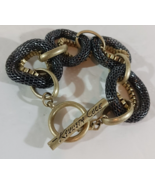 8” KENNETH COLE BRACELET Satin Gold T Box &amp; Black Snake Chain Toggle 1&quot; ... - $25.97 CAD